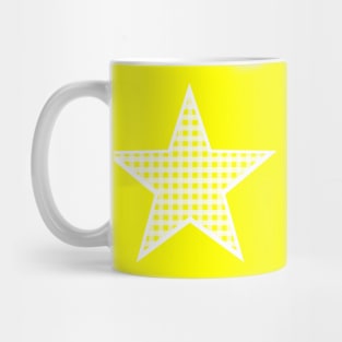 Yellow and White Gingham Star Mug